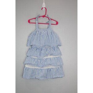 Crew Cuts Dress Girl's Size 6 Blue White Seersucker Tiered Mini Summer Beach
